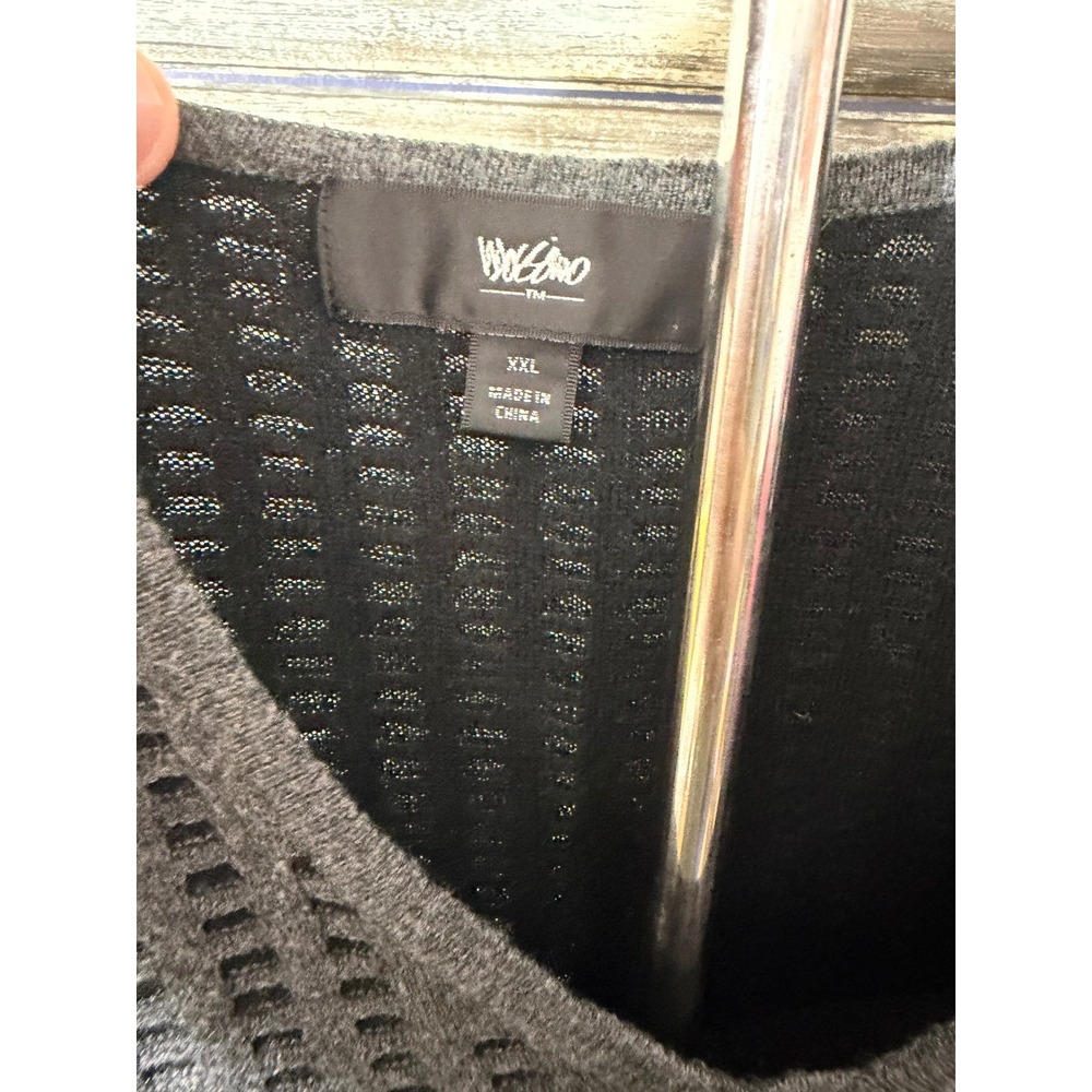 Mossimo Sweater Dress XXL Grey Black Excellent Geometric Pointelle Knit V-Neck - Picture 3 of 4